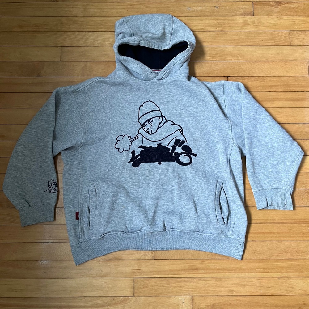 Southpole Vintage Y2K Heather Grey Graphic Embroidered Hoodie XL Men Heavyweight